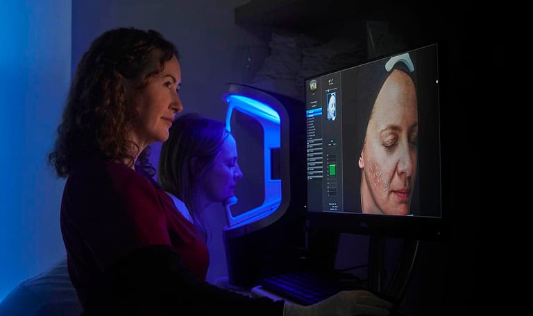 Sarah examining Visia